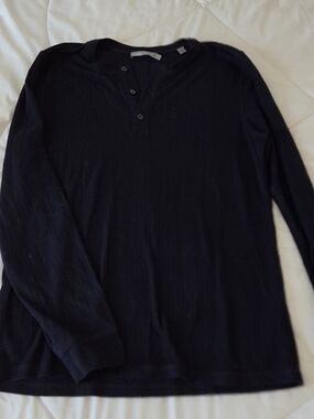 Navy Long Sleeve Henley Top